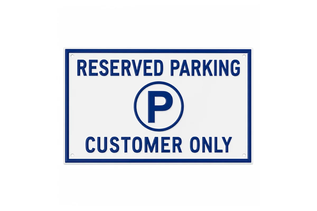 Reserved Parking Customer Only kabartmalı metal tabela